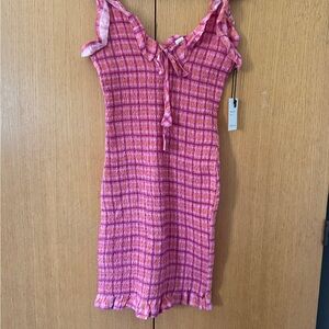 Japna Pink and Orange Smocked Sundress with Ruffle Straps